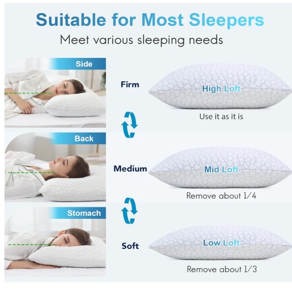 X502 (Set of 2) Premium Cooling Pillow Memory Foam Shredded Queen Size - Picture 5 of 5